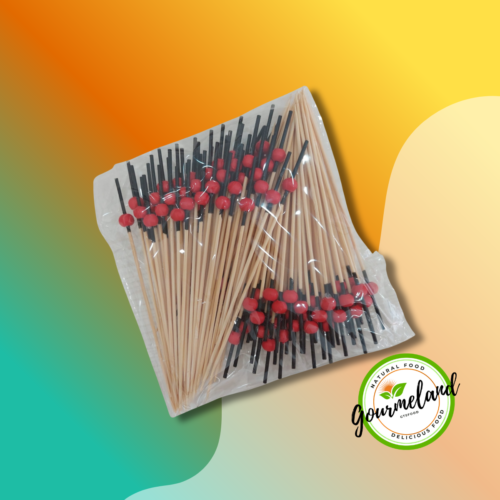 Bambu Kürdan - Siyah Kaplamalı Kırmızı Toplu
